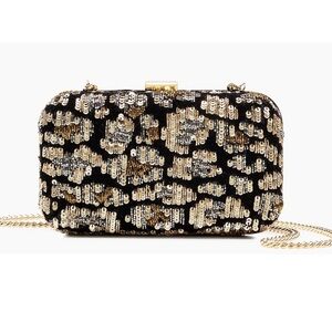 J.Crew Leopard Spot Minaudiere Sequin Clutch